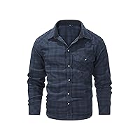 Mr.Stream Men's Flannel Shirts Long Sleeve Plaid Checkered Brushed Casual Western Cowboy Pearl Snap Shirt