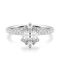 Siyaa Gems 2.50 CT Oval Cut Colorless Moissanite Engagement Ring Wedding Birdal Ring Diamond Ring Anniversary Solitaire Halo Promise Gold Silver Ring Gift