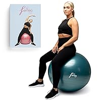 Femeo® Yoga Ball for Exercise, Stability, Pregnancy Pilates & Birthing | 100 Page Book | Over 50 Workout Exercises | Anti Burst