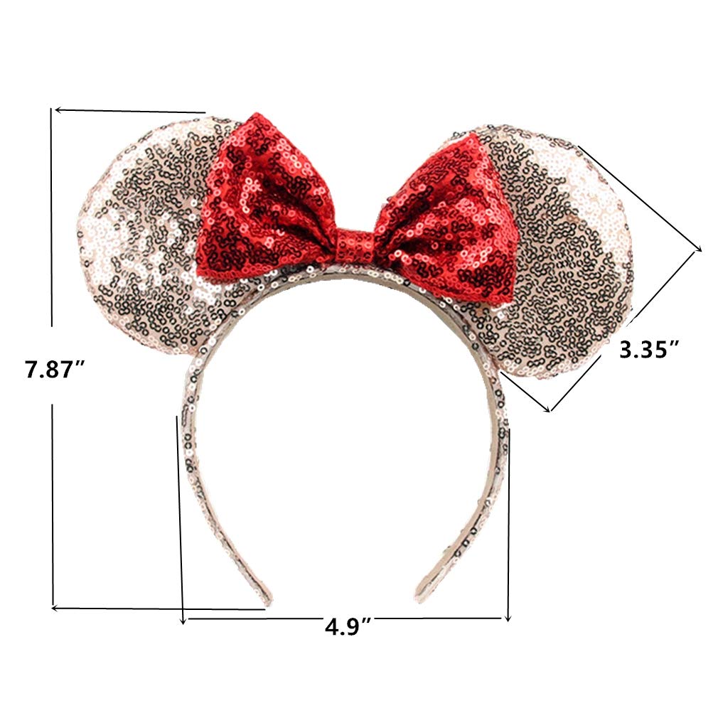 OBUY Mouse Ears Bow Headbands Glitter Princess Party Decoration Adult Mouse Ears,Sparkly Mouse Ears