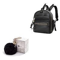 miss fong Mini Diaper Bag Backpack Leather Diaper Bag with Pom Pom Keychain