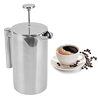 Stainless Steel Insulated Coffee Press with Screens,French Press Coffee Tea Maker, Rust-Free, Dishwasher Safe, Double Wall Teapot Hand Brewed Insulated Caffettiere for Good Coffee and Tea(800ML)