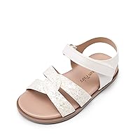 DREAM PAIRS Girls Sandals Open Toe Princess Flat Sandals Strappy Summer Shoes Toddler/Little Kid