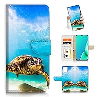for iPhone 13 Pro Max, Designed Flip Wallet Phone Case Cover, A21911 Blue Sea Swimming Turtle 21911