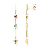 Thomas Sabo H2178-488-7 Glam & Soul Earrings 925 Sterling Silver Gold-Plated Yellow Gold Glass Ceramic Stone Synthetic Corundum Zirconia, Sterling Silver, Not applicable