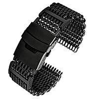 for iwc watchband mesh Stainless Steel watchband 20mm 22mm 316L Stainless Steel Bracelet for omage Wrist Band Metal Milan Band (Color : Black, Size : 20mm)