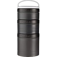BlenderBottle ProStak Twist n’ Lock Storage Jars Expansion 3-Pak with Removable Handle, 100cc+150cc+250cc, Black