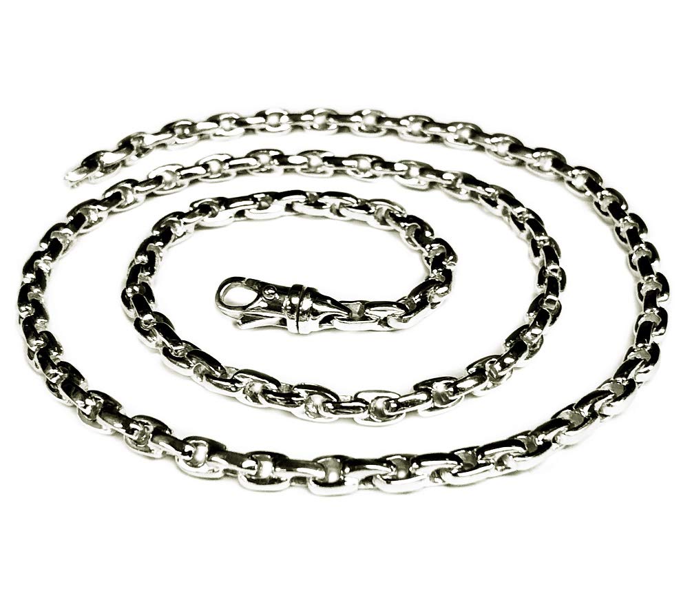 14kt Solid White Gold Handmade ROLO Cable Link Chain/Necklace 22