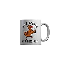 Crazy Dog T-Shirts Duck Around And Find Out Mug Funny Threat Knife Ducks Joke Cup-11oz