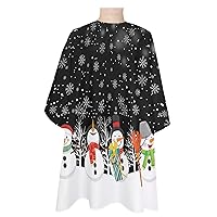 Black Snowman Barber Cape - Salon Hair Cutting Cape for Women,Men,Kids,Adults,Haircut Cape with Adjustable Elastic Neckline Hairdressing Stylist Cape Gown Accessories Christmas Forest Snowflake Tree