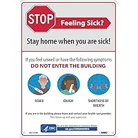 NMC M0142RB Stay Home When You are Sick, Sign, 14 X 10 X 0.05, Rigid Plastic .050, English