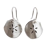 NOVICA Handmade .925 Sterling Silver Flower Earrings Mexican Taxco Sea Life Dangle Mexico Floral [1.6 in L x 0.9 in W] 'Fossil Flower'