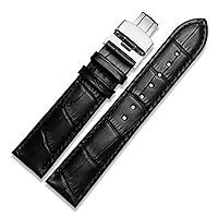 Genuine Leather watchband with Butterfly Clasp Bands Croco Bracelet for Men Straps 12 13 14 15 16 17 18 19 20 21 22 23 24 mm (Color : Black, Size : 12mm)