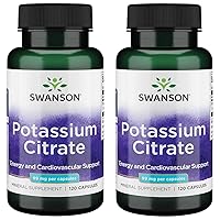 Swanson Potassium Citrate - Mineral Supplement Promoting Heart Health & Energy Support - Aids Optimal Nerve & Kidney Function with Natural Ingredients - (120 Capsules, 99mg Each) 2 Pack