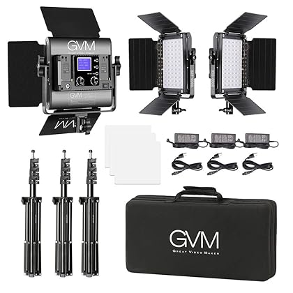 GVM RGB LED Video Lighting Kit, 800D Studio Video Lights with Panel, APP Control for YouTube Photography Lighting, , 3200K-5600K, 8 Kinds of The Scene Lights, 3 Packs