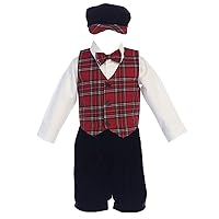 iGirlDress Little Boys Red Green Black Plaid Christmas Vest Pants/Knicker Set Infant to Boys
