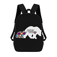 Funny Mama Bear Autism Awareness Durable Adjustable Backpack Casual Travel Hiking Laptop Bag Gift for Men & Women