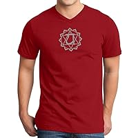 Mens Anahata Chakra Symbol V-Neck Red Tee Shirt