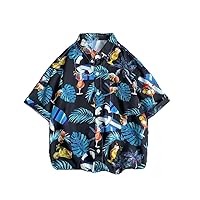 Summer Short Sleeve Shirt Men' Beach Flower Korean Loose Couple Design Half