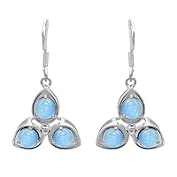 Multi Choice Round Shape Gemstone 925 Sterling Silver Trio Design Dangle Drop Earring Gift For her