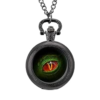 Green Dragon Eye Pocket Watch Fashion Pendant Watches Necklace With Chain For Friend Lover Family Gifts