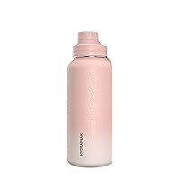 32oz Insulated Water Bottles with Chug Lid, Matching Color Cap and Rubber Boot, Stainless Steel Double Wall Vacuum Insulation Keeps Drinks Cold for 24 Hours, Hot for 12 Hours (Iced Peony)