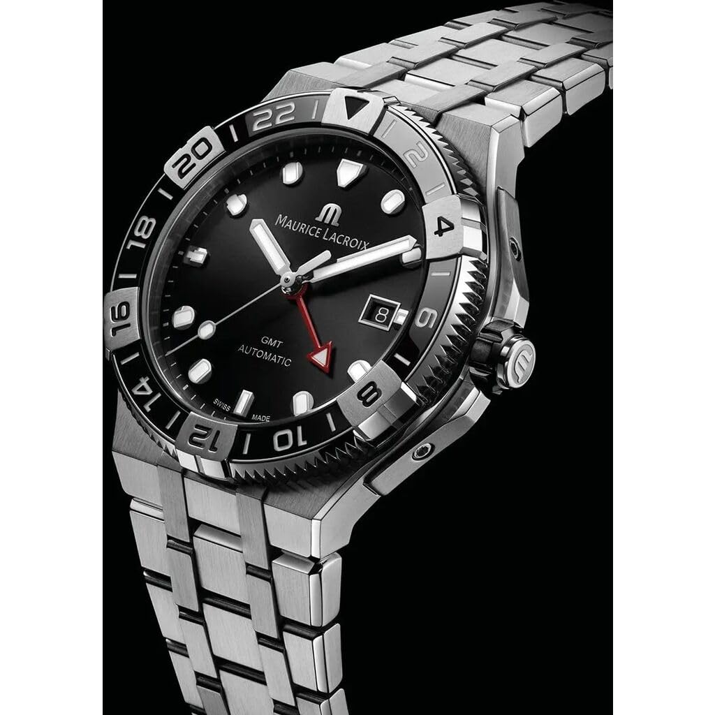 Maurice Lacroix AIKON Automatic Venturer GMT 43mm, Stainless Steel Case with Black Ceramic Bezel, Stainless Steel Strap, 30 ATM Water Resistance