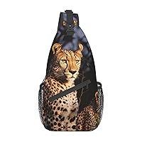 Wild Animal Leopard Print Sling Bag Shoulder Sling Backpack Travel Hiking Chest Bag For Men Women