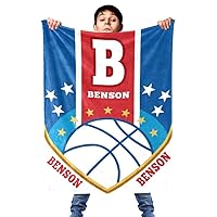 Personalized Custom Basketball and Hoop Dreams Flannel Warmth Safety Blanket - Name for Boys Girls Kids Baby Neutral Child Toddler Throws Blankets Perfect for Bedtime Bedding or Gift (Basketball 2)