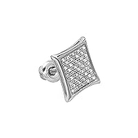 Dazzlingrock Collection 0.10 Carat Round White Diamond Kite Shape Micro-pave Unisex Stud Earring (1Pc Only) in Gold & Sterling Silver