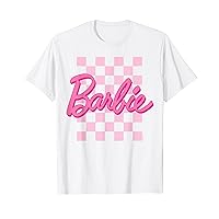 Barbie Barbie Logo Checkered Background Short Sleeve T-Shirt For Women, Small