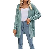 Fall Cardigans for Women 2023 Loose Open Front Long Sleeve Chunky Knit Cable with Pockets Plus Size Fall Sweater