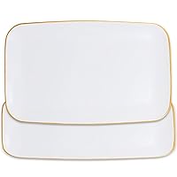 Blue Sky Organic White Disposable Rectangular Trays With Gold Rim - 2 Count, 18