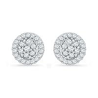 DGOLD 10KT White Gold Round Diamond Flower Fashion Earring (1/4 cttw)