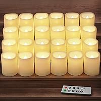 Set of 24 LED Votive Candles with Timer and Remote (Ivory Body with Warm White Glow) - Flickering Flameless Votive Candles Battery Operated - Bulk Rustic Wedding Decorations Reception Table