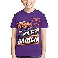 Denny Hamlin 11 Shirt for Teen Girl & Boy Printing Short Sleeve Tee Athletic Classic Shirt Crewneck T-Shirt