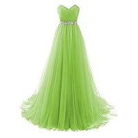 Lime Green Strapless Prom Dress Tulle Princess Evening Gowns with Rhinestone Beaded Belt Size 22W