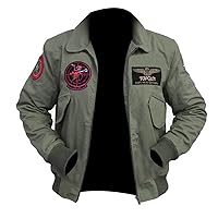 Mens Aviator Patches Flight Bomber Jacket - Fur Collar USAAF G1 Leather Jacket Black/Brown