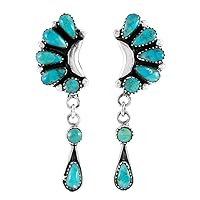 Turquoise Earrings 925 Sterling Silver & Genuine Turquoise (Select Color)