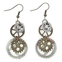 Vintage Bronze Personality Watch Gears Earrings Watch Parts Clock Gears Punk Themed Earrings Durability and professional