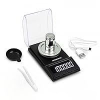 Milligram Scale with USB Supply, NEWACALOX Reloading Scale 100 x 0.001g, High Precision Portable Multifunction Lab Powder Scales with Calibration Tare Weights, Tweezers, Weighing Pans Black