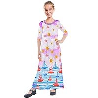PattyCandy Girls Casual Long Maxi Dress Summer Ice Cream & Beach Party Theme, Size: 2-16