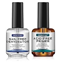 Morovan Professional Natural Nail Prep Dehydrate and Acid-Free Primer, Dehydrator for Acrylic and Gel Nail Polish, Non Acid Primer for UV Gels Fast Dry Superior Bonding Agent Gift Box Set