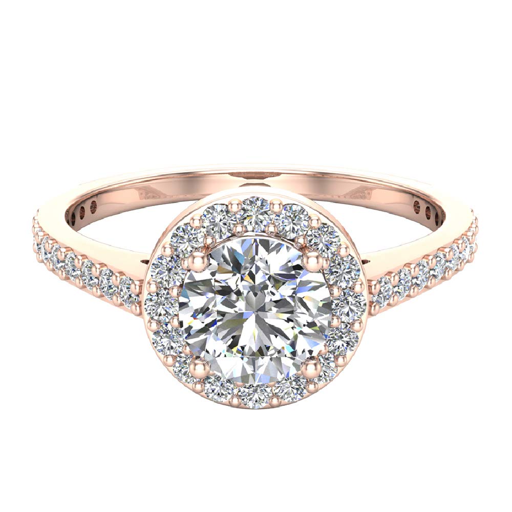 Glitz Design 1.15 ctw Dainty Halo Diamond Engagement Ring 14K Gold - GIA Certificate (J,I1)