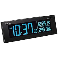 Seiko Clock C3 Series BC406K Radio Controlled Digital Desk Clock, Color LCD, 01: Black, AC Powered, No Price Tag, Size: 2.9 x 8.7 x 1.7 inches (7.3 x 22.2 x 4.4 cm)