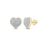 10K Yellow Gold Diamond Heart Screwback Earrings 1/3 Ctw.