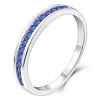 YL Stackable Ring 925 Sterling Silver Halo Birthstones Eternity Bands for Women