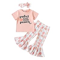 Toddler Girls Summer Short Sleeve Letter Print Tops Pants 2PCS Outfits Clothes Set for Children Soft (Red, 18-24 Months)