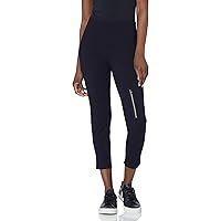 SLIM-SATION Women's Wide Band Pull on Solid Ponte Knit Crop Leggings