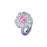 JTO 1 Carat Pink Heart Shaped Lab Grown Diamond Eternity Engagement Ring for Women VS IGI Cert 14k White Gold Jewelry for Wife Girlfriend Mother's Day Gift for Mum